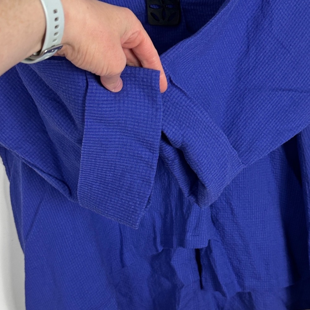 IC Connie K Blue Linen Blend Top Womens Size XL USA Style 6670J Lagenlook Button - Picture 7 of 10